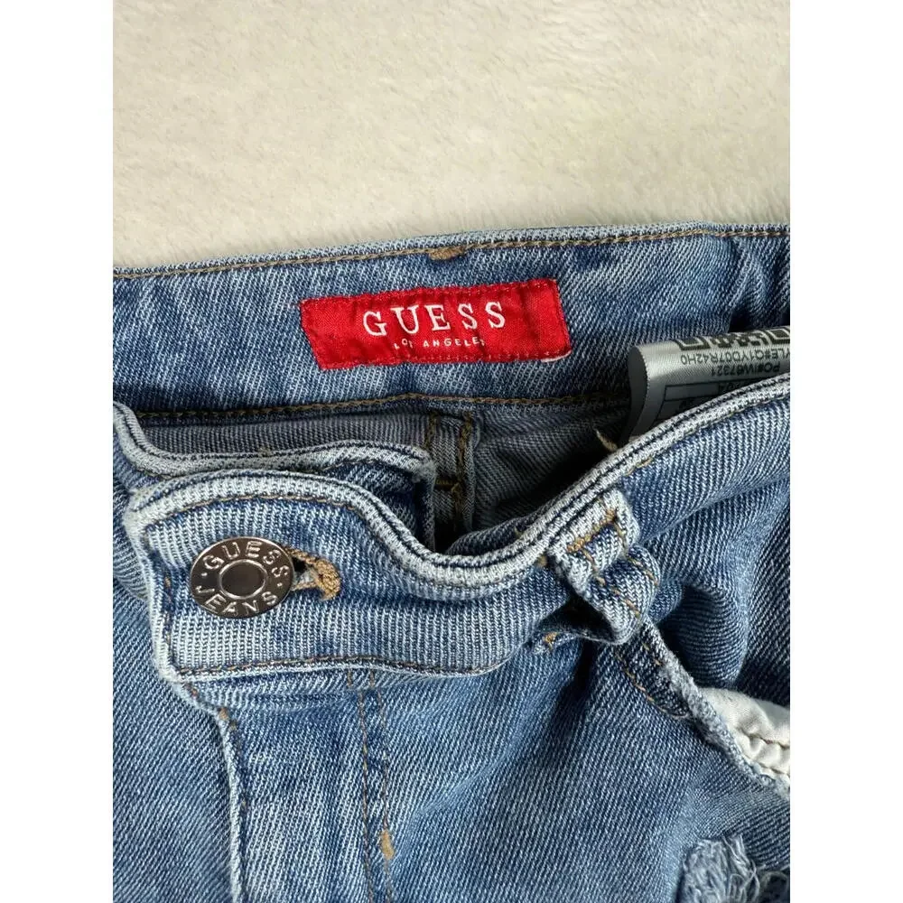 Guess‎ Distressed Denim Cutoff Shorts Women’s Size 27 Blue Frayed Hem - Picture 2 of 9